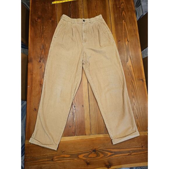 2 Womens Eddie Bauer Pleated Corduroy High Waisted Pants Black And Beige Size 10 - Picture 8 of 12